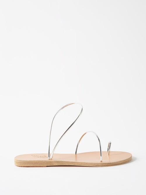 Ancient Greek Sandals - Chora Metallic-leather Sandals - Womens - Silver
