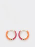 Fry Powers - Enamelled 14kt-gold Hoop Earrings - Womens - Orange Multi