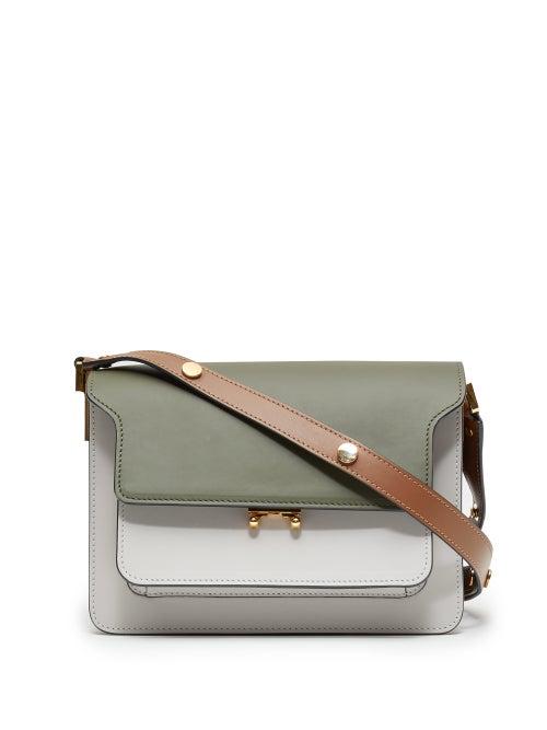 Matchesfashion.com Marni - Trunk Medium Smooth-leather Shoulder Bag - Womens - Green Multi