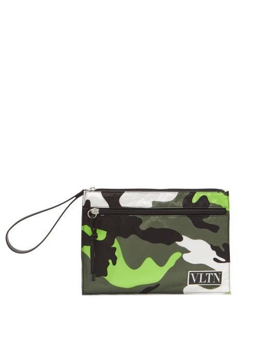 Matchesfashion.com Valentino Garavani - Logo-patch Camouflage-shell Pouch - Mens - Multi