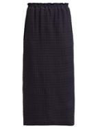 Matchesfashion.com Raey - Seersucker Midi Skirt - Womens - Navy