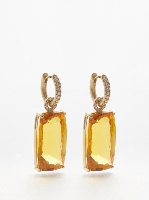 Irene Neuwirth - Diamond, Heliodor & 18kt Gold Earrings - Womens - Orange