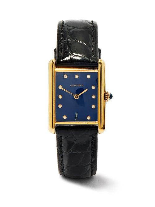 Jacquie Aiche - Vintage Cartier Tank Diamond & Gold-vermeil Watch - Womens - Blue Multi