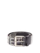 Matchesfashion.com Vetements - Studded-logo Leather Belt - Womens - Black Silver