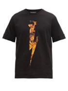 Matchesfashion.com Neil Barrett - Firebolt Cotton T Shirt - Mens - Black