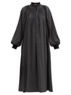Matchesfashion.com Tibi - Edwardian Checked Flannel Midi Dress - Womens - Black