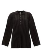 Matchesfashion.com Totme - Rib-knitted Polo Shirt - Womens - Black