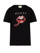 Matchesfashion.com Gucci - Lips Logo Cotton T Shirt - Mens - Black Multi