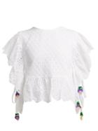 Matchesfashion.com My Beachy Side - Laelia Frill Trimmed Crochet Knit Cotton Top - Womens - White