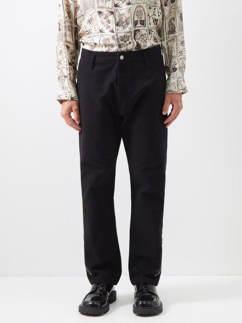 3man - Zip-cuff Cotton-corduroy Trousers - Mens - Black