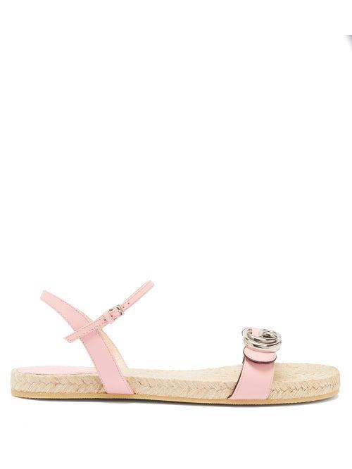Matchesfashion.com Gucci - Aitana Leather And Jute Sandals - Womens - Light Pink