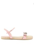 Matchesfashion.com Gucci - Aitana Leather And Jute Sandals - Womens - Light Pink