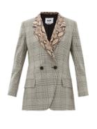 Matchesfashion.com Msgm - Double-breasted Snake-collar Wool Jacket - Womens - Black White