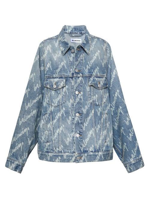 Balenciaga - Logo-print Denim Jacket - Womens - Light Denim