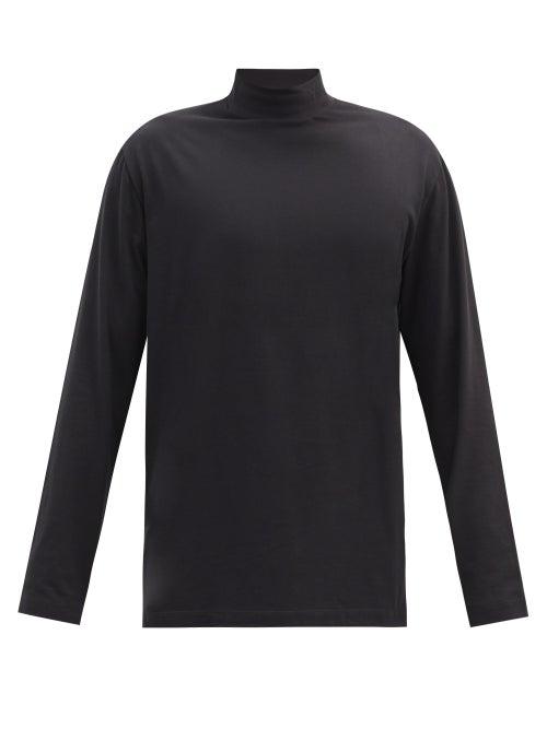 Matchesfashion.com Y-3 - Logo-print Cotton Long-sleeved T-shirt - Mens - Black