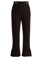 Matchesfashion.com Msgm - Crystal Button Mid Rise Crepe Trousers - Womens - Black