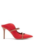 Matchesfashion.com Malone Souliers - Maureen Linen And Leather Mules - Womens - Red