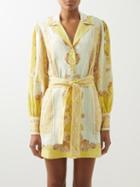 Ale Mais - Ursula Baroque-print Linen-voile Dress - Womens - Lemon