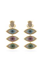 Matchesfashion.com Begum Khan - Scarab Nazar 24kt Gold-plated Clip Earrings - Womens - Multi