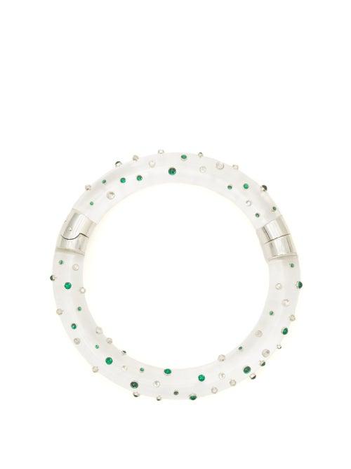 Bottega Veneta - Dot Crystal & Resin Choker - Womens - White Multi