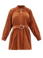 Matchesfashion.com Dodo Bar Or - Bella Belted Cotton Blend Corduroy Jacket - Womens - Brown