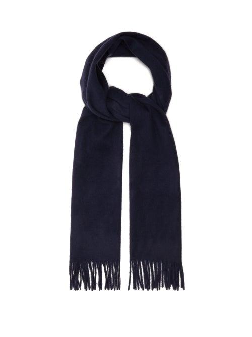 Matchesfashion.com Raey - Fringed Wool Blend Scarf - Womens - Navy