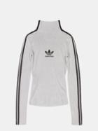 Balenciaga - X Adidas High-neck Logo-print Lurex Sweater - Womens - Silver