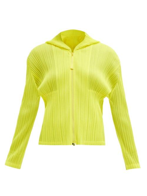 Pleats Please Issey Miyake - Technical-pleated Hooded Jacket - Womens - Yellow