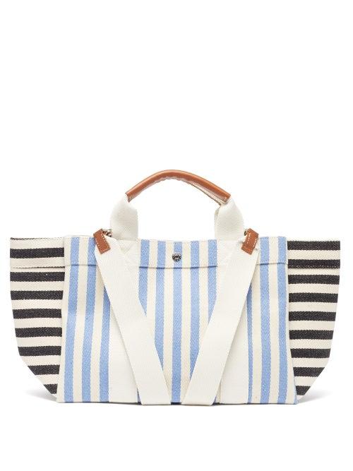 Matchesfashion.com Rue De Verneuil - Parcours M Leather-trim Canvas Tote Bag - Womens - Blue Multi