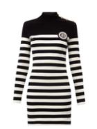 Matchesfashion.com Balmain - Logo-appliqu Striped Velvet Mini Dress - Womens - Black White