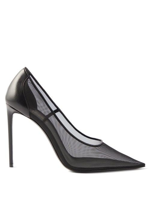 Saint Laurent - Zoe 105 Mesh Point-toe Pumps - Womens - Black