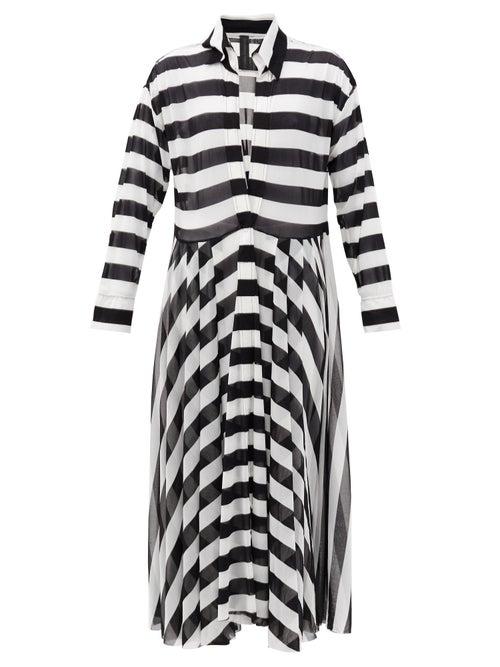 Matchesfashion.com Norma Kamali - Asymmetrical-striped Shirtdress - Womens - Black Stripe