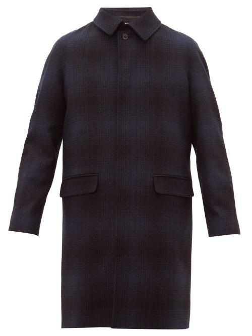 Matchesfashion.com A.p.c. - Mills Tartan Jacquard Felted Wool Blend Coat - Mens - Navy Multi