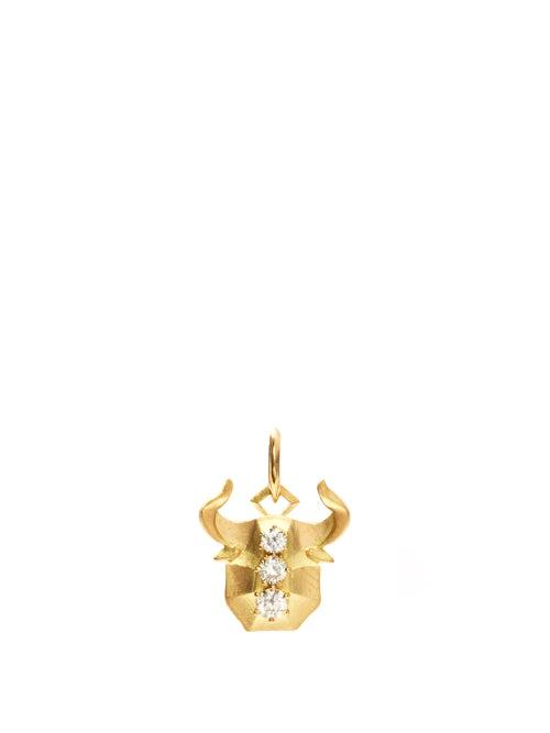 Matchesfashion.com Jade Trau - Taurus Diamond & 18kt Gold Zodiac Charm - Womens - Yellow Gold