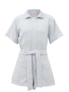 Matchesfashion.com Terry - Il Pareo Belted Cotton-terry Playsuit - Womens - Light Blue