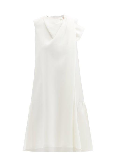 Ladies Rtw Roksanda - Selena Draped-front Crepe Dress - Womens - Ivory Multi
