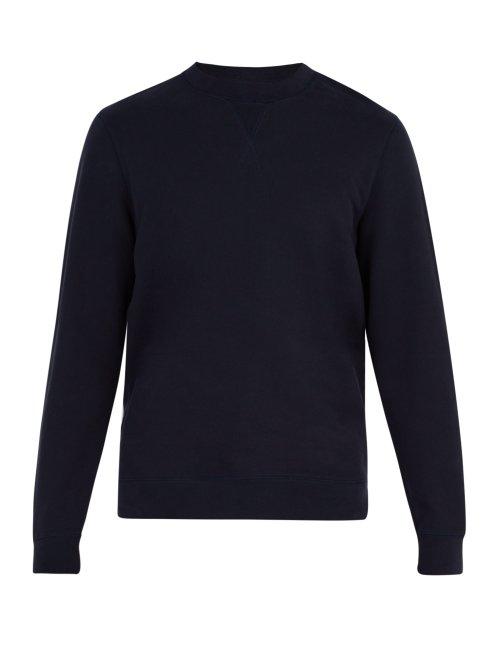Matchesfashion.com Sunspel - Crew Neck Cotton Sweatshirt - Mens - Navy