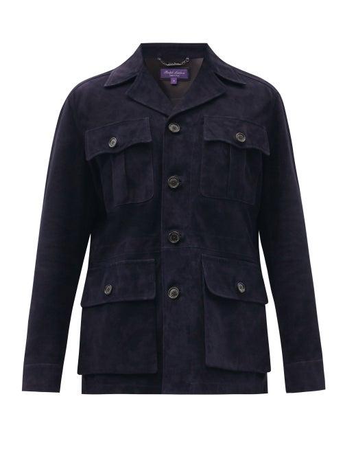 Matchesfashion.com Ralph Lauren Purple Label - Edmond Flap-pocket Suede Jacket - Mens - Navy