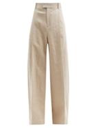 Matchesfashion.com Bottega Veneta - High-rise Linen-blend Wide-leg Trousers - Mens - Beige