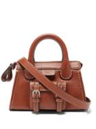 Chlo - Edith Small Topstitched Leather Shoulder Bag - Womens - Brown