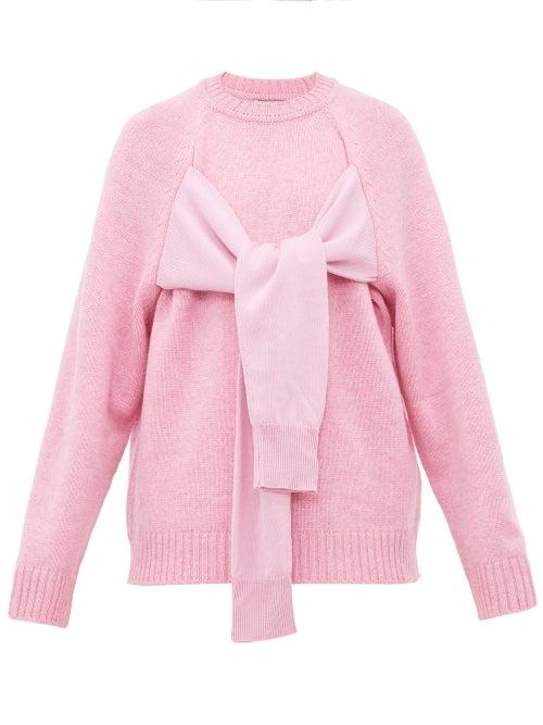Matchesfashion.com Christopher Kane - Octopus Tie Front Wool Sweater - Womens - Light Pink