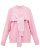 Matchesfashion.com Christopher Kane - Octopus Tie Front Wool Sweater - Womens - Light Pink
