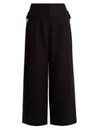 Matchesfashion.com Loewe - High Rise Wide Leg Cropped Linen Trousers - Womens - Black