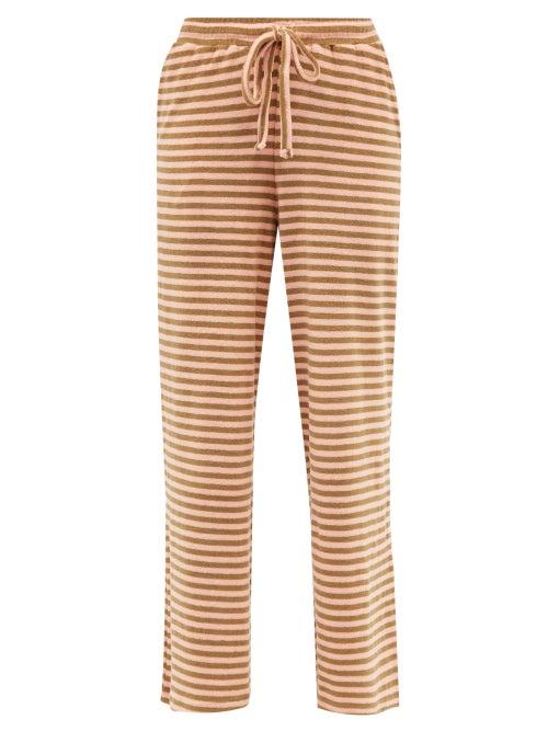 The Upside - Elka Striped Cotton-blend Towelling Track Pants - Womens - Pink Stripe