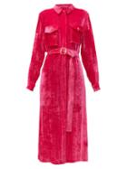 Matchesfashion.com Sies Marjan - Imogene Silk Blend Velvet Corduroy Midi Dress - Womens - Fuchsia