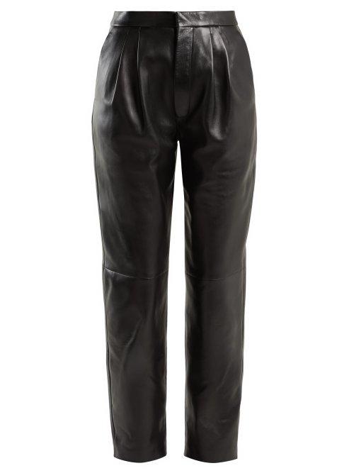 Matchesfashion.com Saint Laurent - Tapered Leather Trousers - Womens - Black