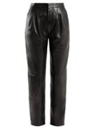 Matchesfashion.com Saint Laurent - Tapered Leather Trousers - Womens - Black