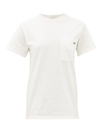 Matchesfashion.com Hillier Bartley - Monogram-embroidered Cotton T-shirt - Womens - White