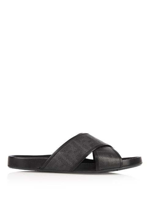 Fendi Logo Leather Slides