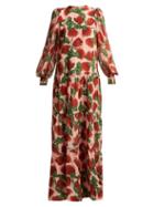 Matchesfashion.com Adriana Degreas - Fiore Tiered Floral Print Silk Dress - Womens - Pink Print